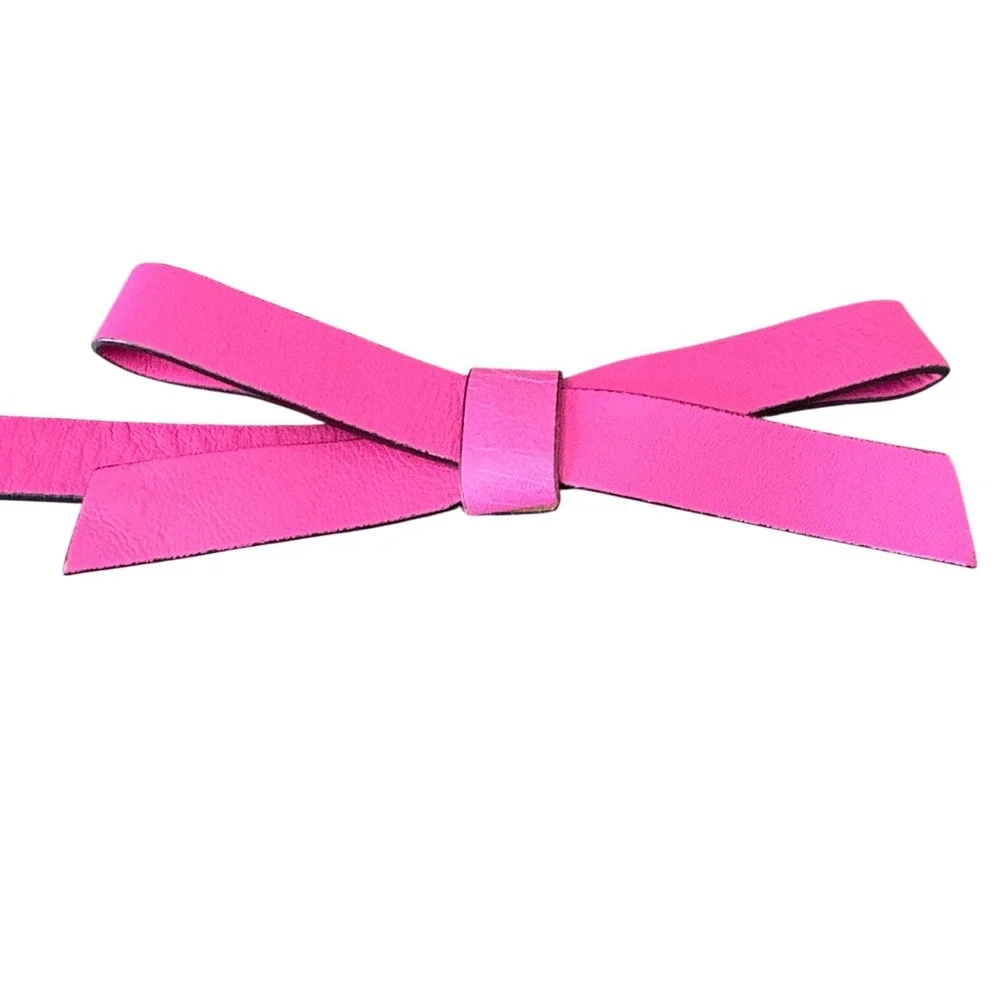 Kate Spade New York Pink Leather Bow Belt Womens Small Made in Italy B584